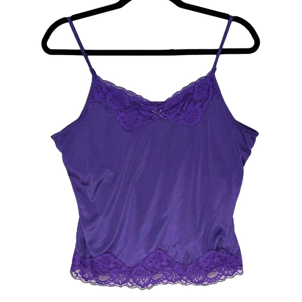Y2K Metrostyle Camisole Tank Top Womens Large Purple Lace Sweetheart Coquette